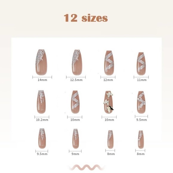 24pcs French Luxury Dream Wave Design Premium False Press On Nails - Picture 3 of 4